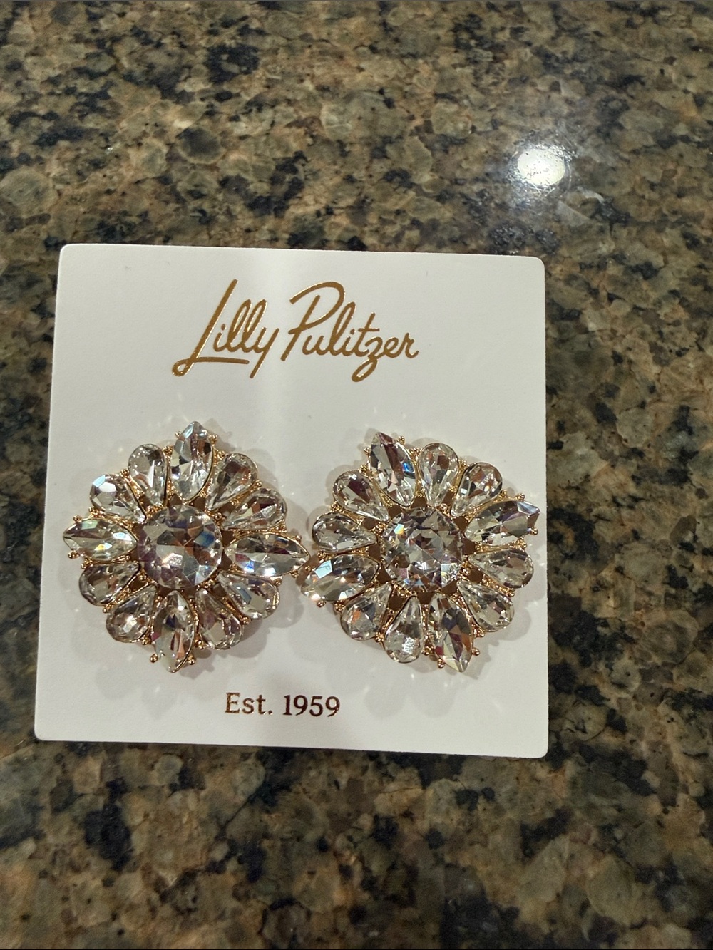 Lilly Pulitzer Gold-Tone Floral Crystal Cluster Earrings